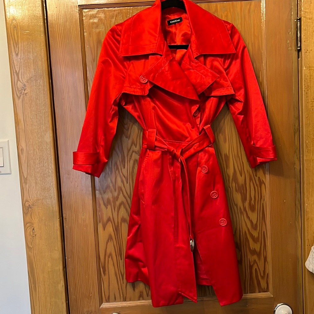 Red Bebe trench coat. Size 10